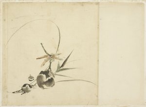 Rama de fruta con libélula de Katsushika (school of) Hokusai