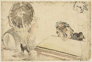 Fabricante de mochi y fabricante de tatami (dos bocetos), c.1815-1849 de Katsushika (school of) Hokusai