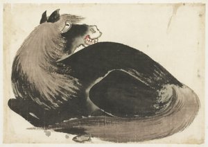 Caballo reclinado de Katsushika (school of) Hokusai