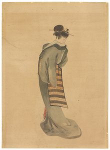 Belleza de pie (vista trasera) de Katsushika (school of) Hokusai