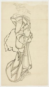 Cortesana Caminando (estudio), c.1815-1849 de Katsushika (school of) Hokusai