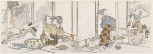 Pareja de amor espiada de Katsushika Hokusai (possibly)