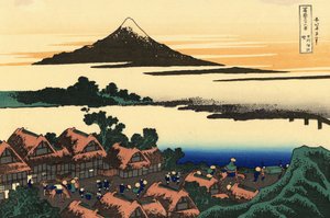 36 Vistas del Monte Fuji, Japón: Amanecer en Isawa en la provincia de Kai, Japón - Impresión de Katsushika Hokusai (1760-1849) (escuela ukiyo-e) 1830-1833 Estado A Museo de Bellas Artes Pushkin, Moscú de Katsushika Hokusai