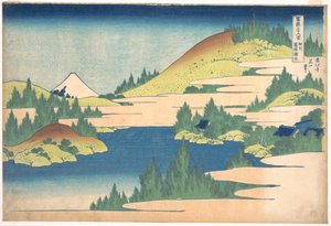 36 vues du Mont Fuji, Japón: vue du lac Hakone, provincia Sagani, Japón --Estampe de Katsushika Hokusai (1760-1849) (ecole ukiyo-e) 1830-1833 Estado A Museo de Bellas Artes Pushkin, Moscou de Katsushika Hokusai