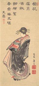 Una cortesana en desfile, vestida con muchos ropajes, finales del siglo XVIII-principios del siglo XIX de Katsushika Hokusai