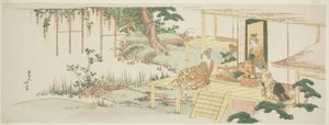 Admirando la glicinia de Katsushika Hokusai