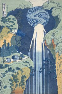 Cascada de Amida en lo profundo de la distancia en Kiso Road, de la serie Tour de cascadas en varias provincias de Katsushika Hokusai