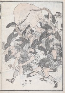 Un pulpo dominando a dos personas de Katsushika Hokusai