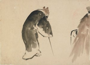Un ratón viejo vestido con una túnica negra, finales del siglo XVIII-principios del siglo XIX de Katsushika Hokusai