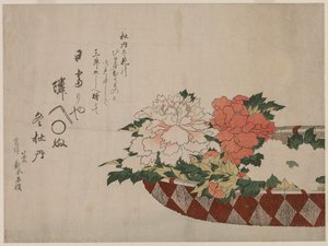 Cesta de peonías de Katsushika Hokusai