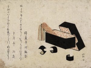 Caja de laca negra con golpeadores de koto