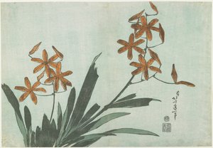 Lirios de mora, c. 1832 de Katsushika Hokusai