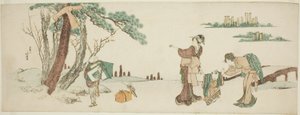 Niño soltando una cometa de Katsushika Hokusai