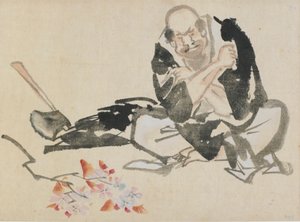 Alegoría budista de un sacerdote quemando ramas de cerezo, finales del siglo XVIII-principios del siglo XIX de Katsushika Hokusai