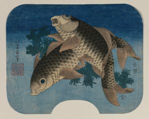Carpas nadando entre las algas, 1831 de Katsushika Hokusai