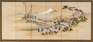Escenas del campo y el Monte Fuji, uno de un par, período Edo, ca. 1830-1832 de Katsushika Hokusai