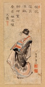 Cortesana desfilando, c.1816 (xilografía en color) de Katsushika Hokusai