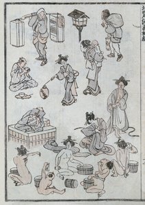 Gestos de la vida diaria, de un Manga de Katsushika Hokusai