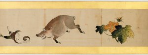 Detalle de Pergamino con Imágenes Misceláneas, Periodo Edo, 1839