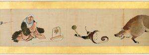 Detalle de Pergamino con Imágenes Misceláneas, Periodo Edo, 1839 de Katsushika Hokusai