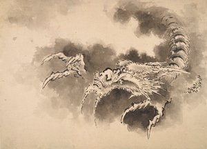 Dragón emergiendo de las nubes, período Edo, siglo XIX
