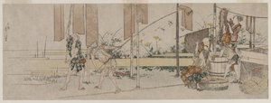 Tintoreros trabajando, c. 1800 de Katsushika Hokusai