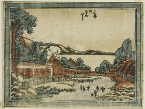 Campana vespertina en Mii (Mii no bansho), de la serie Ocho vistas de Omi en estilo de grabado (Doban Omi hakkei)