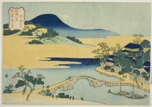 Luna de la tarde en Izumizaki (Izumizaki yagetsu), de la serie "Ocho vistas de las islas Ryukyu (Ryukyu hakkei)" de Katsushika Hokusai