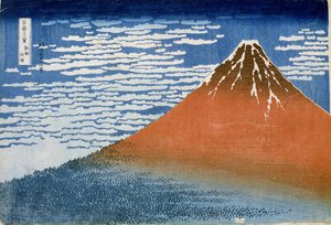 Viento Fino, Mañana Clara (Gaifu Kaisei) (xilografía en color) de Katsushika Hokusai