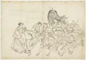 Bomberos Marchando a su Festival, 1615-1868 de Katsushika Hokusai