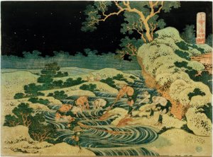 Pesca con antorchas en la provincia de Kai de Katsushika Hokusai