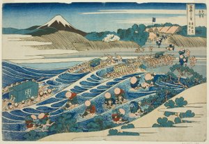 Fuji desde Kanaya en el Tokaido (Tokaido Kanaya no Fuji), de la serie Treinta y seis vistas del monte Fuji (Fugaku sanjurokkei) de Katsushika Hokusai