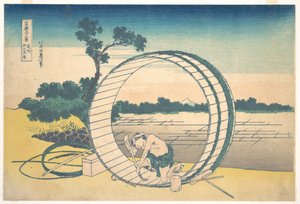 Fujimigahara, en la provincia de Owari (Bishū Fujimigahara), de la serie «Las treinta y seis vistas del monte Fuji» (Fugaku sanjūrokkei) de Katsushika Hokusai