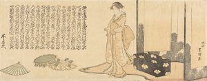 Una geisha preparándose para una actuación de Katsushika Hokusai