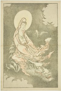 Diosa montando un dragón, del libro de pinturas realistas de Hokusai