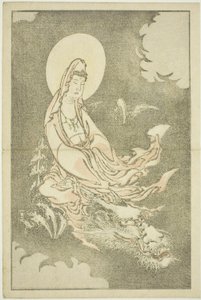 Diosa cabalgando un dragón, de El libro de pinturas realistas de Hokusai (Hokusai shashin gafu), c.1814 (xilografía en color (hoja de álbum)) de Katsushika Hokusai