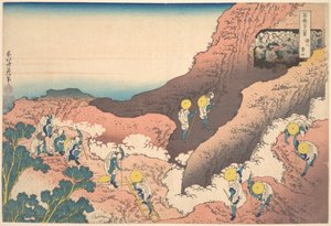 Grupos de alpinistas (Shojin tozan), de la serie «Las treinta y seis vistas del monte Fuji» (Fugaku sanjūrokkei) de Katsushika Hokusai