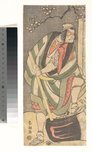 Ichikawa Ebizō (V.º Danjūrō) en el papel de Mongaku Shonin, disfrazado de Yamagatsu, de la obra *Kin no Menuki Minamotoya Kakutsuba* de Katsushika Hokusai