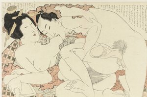 Hombre que muerde el pecho La planta de Adonis (título de la serie) Fukujuso (título de la serie) de Katsushika Hokusai