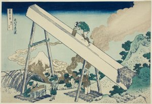 En las montañas de la provincia de Totomi (Totomi sanchu), de la serie "Treinta y seis vistas del monte Fuji (Fugaku sanjurokkei)"