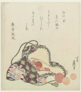 Cuentas de cuarzo con bolsa de brocado de Katsushika Hokusai