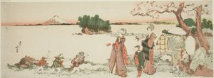 Damas en Shichirigahama de Katsushika Hokusai