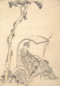 Dama en un carro de Katsushika Hokusai