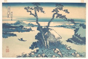 El lago Suwa, en la provincia de Shinano (Shinshū Suwako), de la serie «Las treinta y seis vistas del monte Fuji» (Fugaku sanjūrokkei) de Katsushika Hokusai