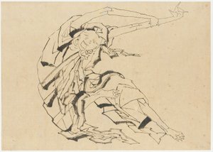 Hombre de brazos largos estirándose, período Edo, siglo XIX de Katsushika Hokusai