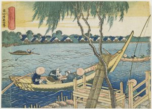 Pesca de línea larga en el río Miyato, 1832-1834 de Katsushika Hokusai