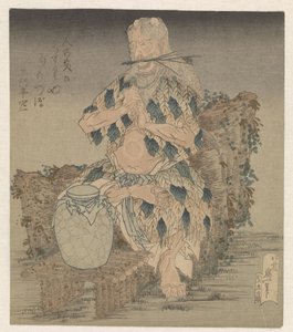 Hombre en una túnica de hojas de Katsushika Hokusai