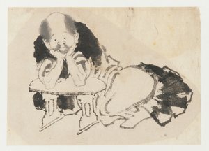 Hombre sentado con un reposabrazos, período Edo, siglo XIX