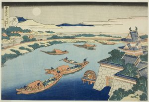 Luz de luna en el río Yodo (Yodogawa), de la serie "Nieve, luna y flores (Setsugekka)" de Katsushika Hokusai