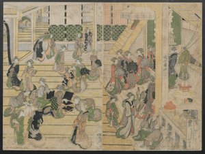 Día de Año Nuevo en el Ogiya Seiro, ca. 1804 de Katsushika Hokusai